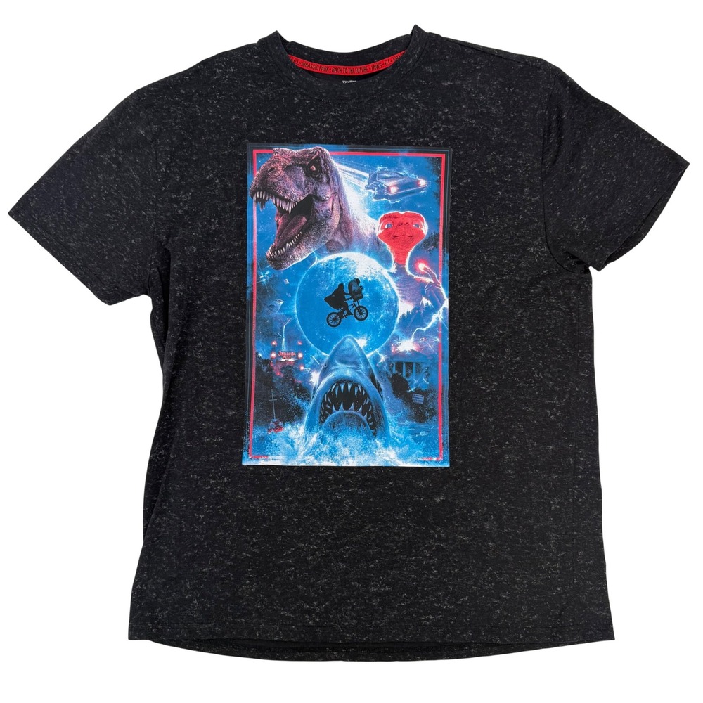 Universal Studios Graphic T-Shirt Monsters Mashup Jurassic ET‎ Jaws Future XXL